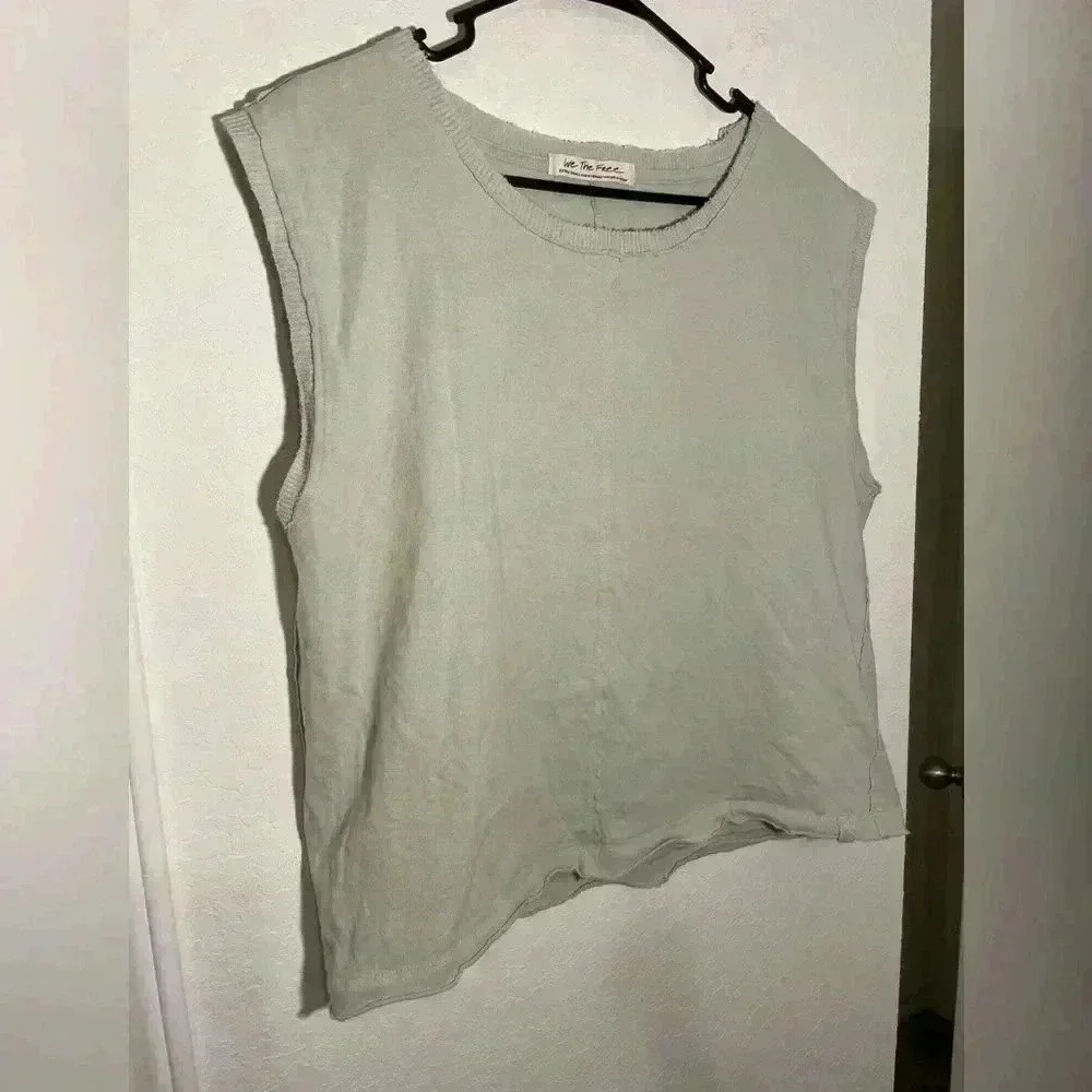 Free People Kasee Sleeveless Crewneck Muscle Tee Mint Soda Lime Size Extra Small